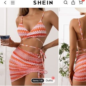 NWT SHEIN Three Piece Bikini Set Women’s Size Small